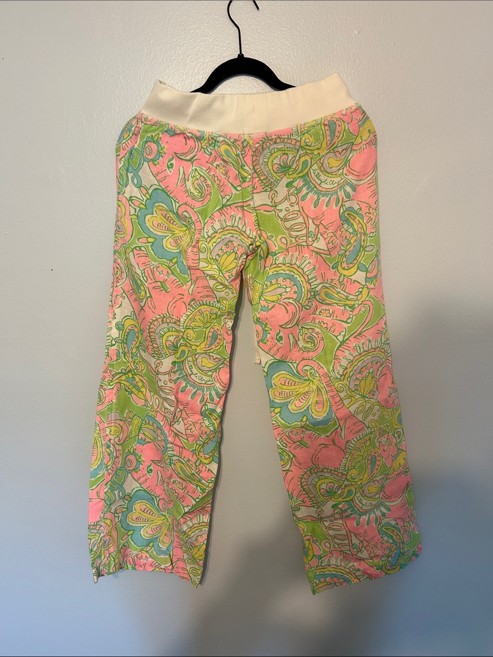 Lilly Pulitzer Pink, Green & Yellow Paisley Drawstring Pants - Picture 4 of 4